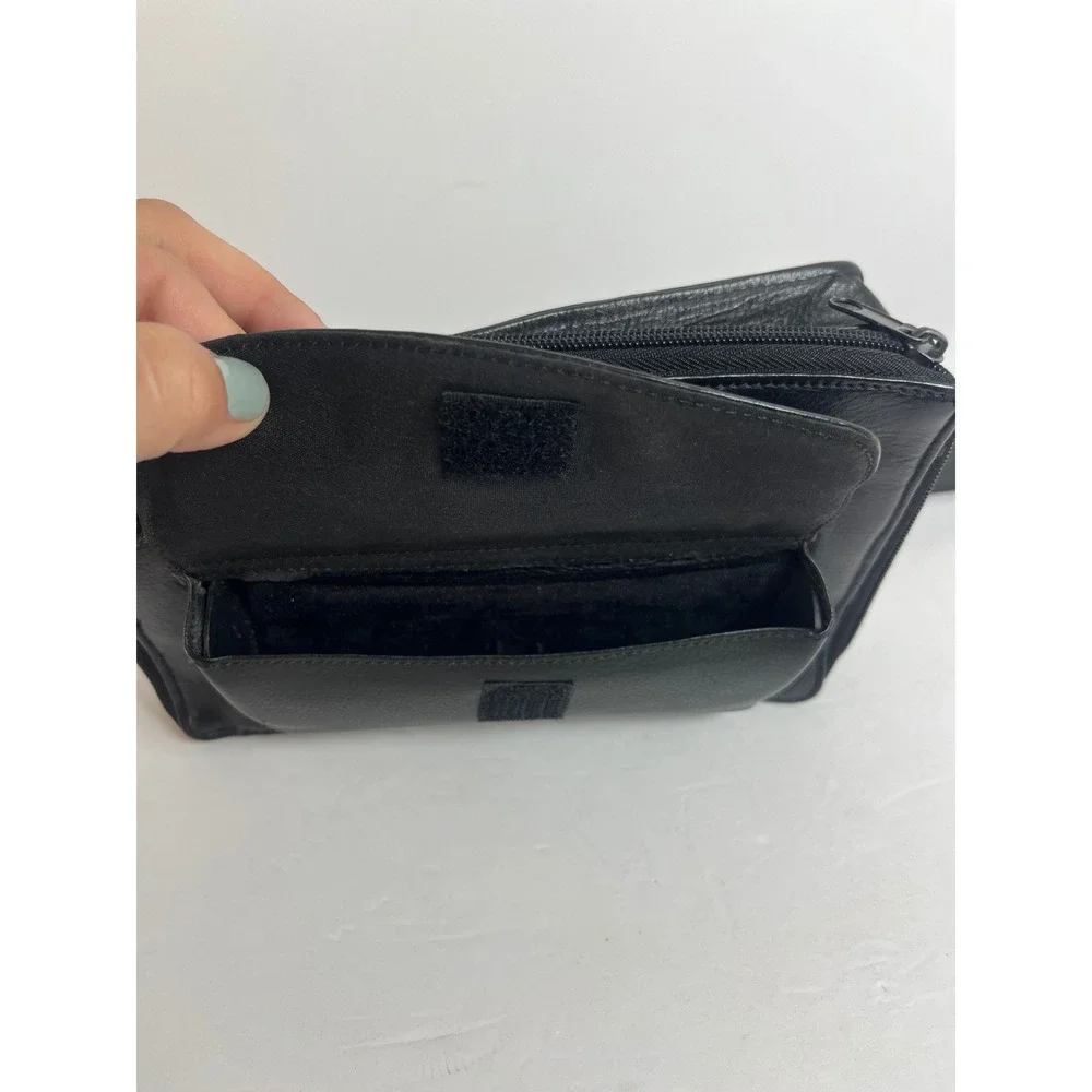 Black Leather Wristlet Clutch‎ Wallet Organizer Bag Purse Travel Small